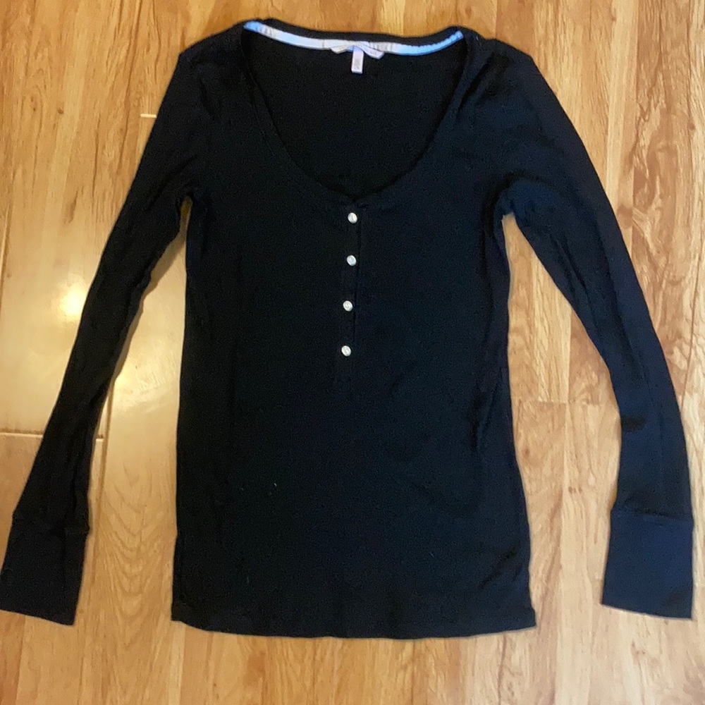 Victoria's Secret Ribbed Long Sleeve Black Tee